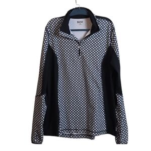 Lands' End Sport Activewear Pullover Top - Black and White Xlarge 18